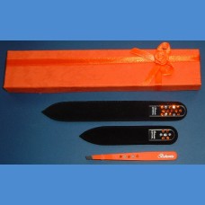 BOHEMIA dárková sada skleněných pilníků Swarovski 2SW +pinzeta oranžová motiv Pinzety a sady